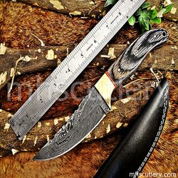 Custom Handmade Damascus Steel Hunting Skinner Knife With Dollar Sheet Handle. SK-100