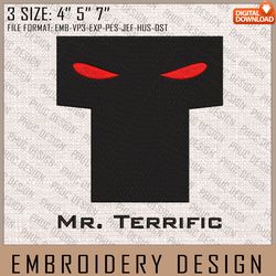 Mr. Terrific Embroidery Files, DC Comics, Movie Inspired Embroidery Design, Machine Embroidery Design