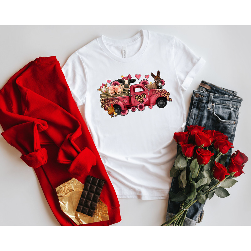 Valentine's Day Farm Truck Tshirt,Farm Animals Shirt,Valentine's Day Gift,Loads of Howdy Farm Animals Sweater,Valentines Shirt for Kids - 1.jpg