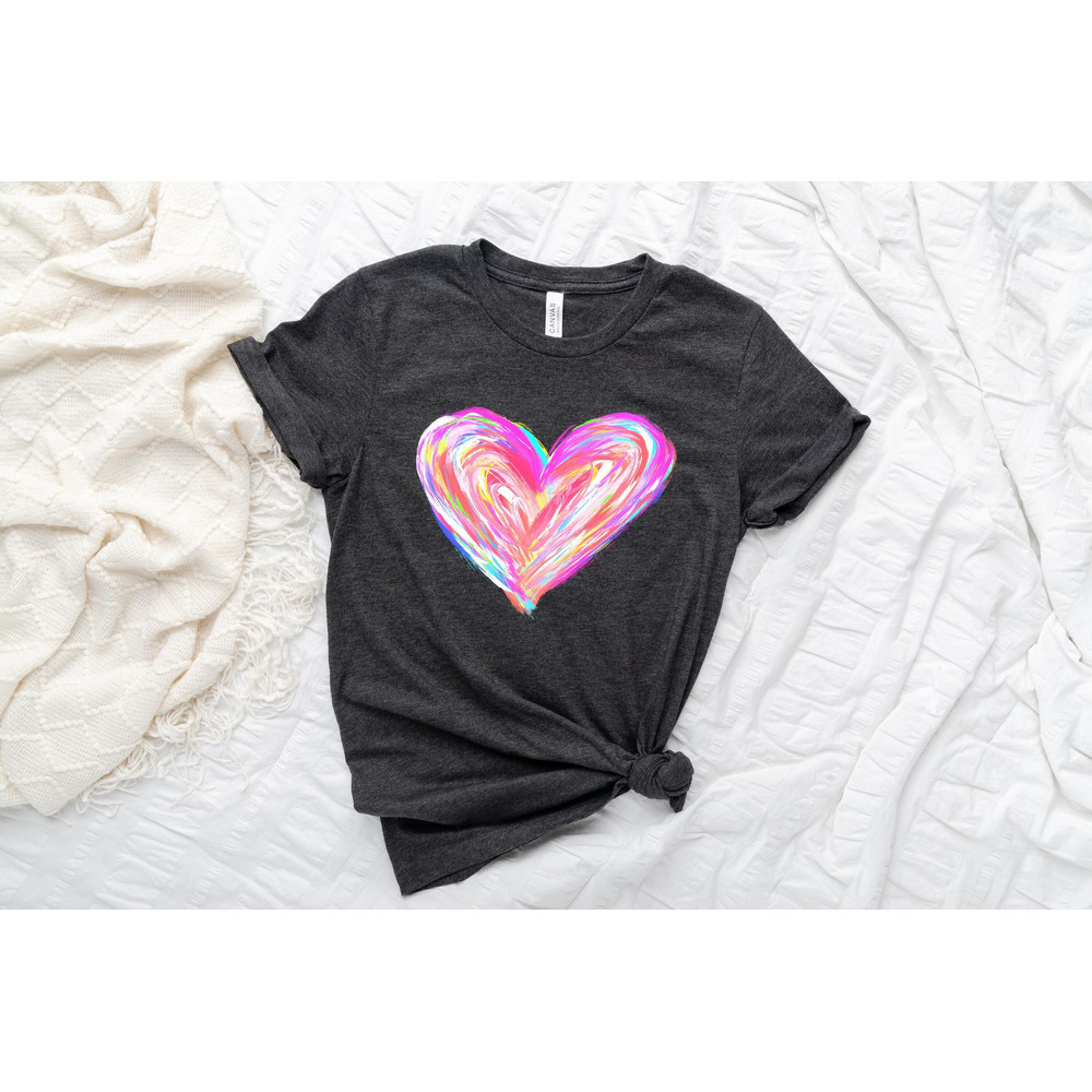 Watercolor Heart Valentines Shirt, Matching Couple Valentines Day Shirt, Be Mine Heart Shirt, Valentines Gift for Her, Cute Heart Shirt - 1.jpg