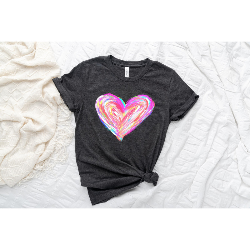 Watercolor Heart Valentines Shirt, Matching Couple Valentines Day Shirt, Be Mine Heart Shirt, Valentines Gift for Her, Cute Heart Shirt - 1.jpg