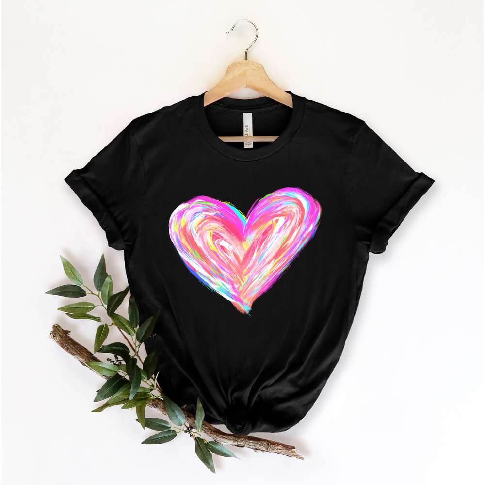 Watercolor Heart Valentines Shirt, Matching Couple Valentines Day Shirt, Be Mine Heart Shirt, Valentines Gift for Her, Cute Heart Shirt - 4.jpg