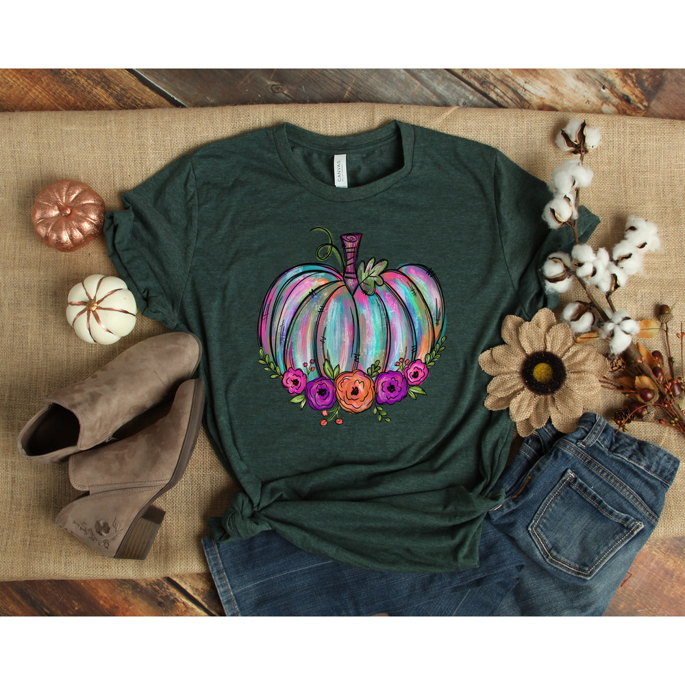 Watercolor Pumpkin T-shirt, Colorful Pumpkin Shirt, Watercolor Pumpkins, Halloween Shirt, Autumn Shirt, Cute Fall Shirt, Gift For Halloween - 3.jpg