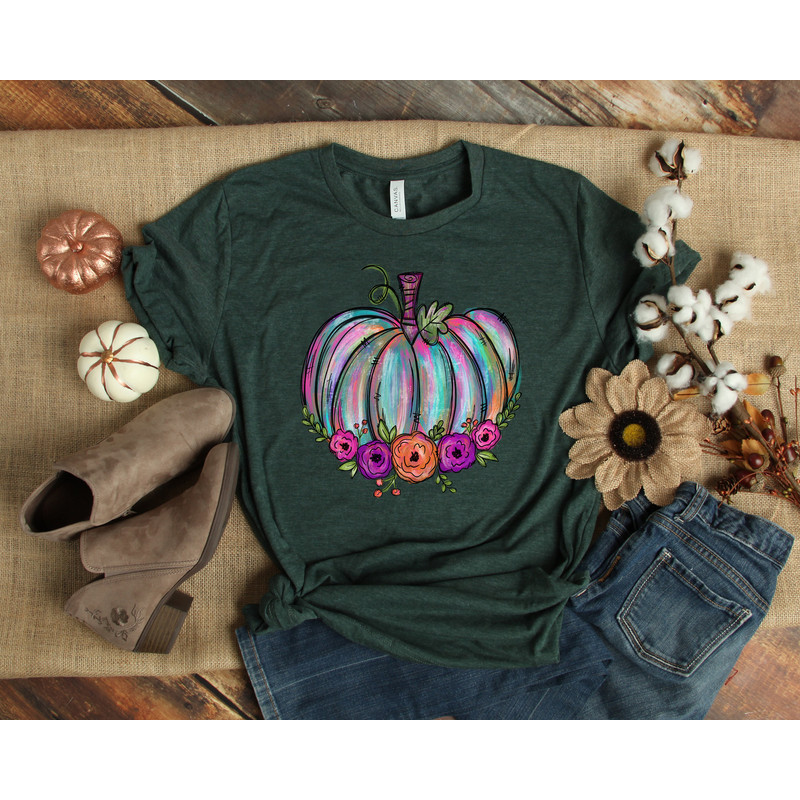 Watercolor Pumpkin T-shirt, Colorful Pumpkin Shirt, Watercolor Pumpkins, Halloween Shirt, Autumn Shirt, Cute Fall Shirt, Gift For Halloween - 3.jpg