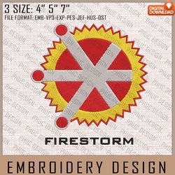 firestorm embroidery files, dc comics, movie inspired embroidery design, machine embroidery design
