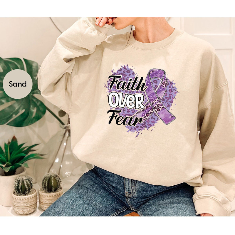 Alzheimer Shirt, Faith Over Fear Crewneck Sweatshirt, Alzheimers Awareness Month T-Shirt, Alzheimer Fighter Shirt, Alzheimer Support Gifts - 7.jpg