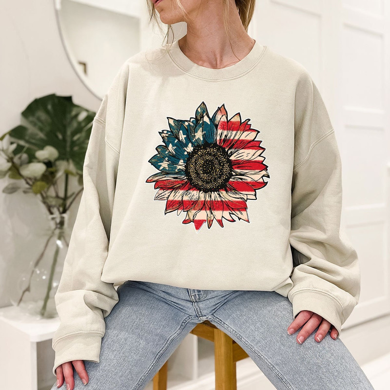 America Flag Sunflower Sweatshirt, US Flag Sunflower Hoodie, 4th Of July Sunflower US Flag Sweatshirt, Independence Day Long Sleeve Shirts - 2.jpg