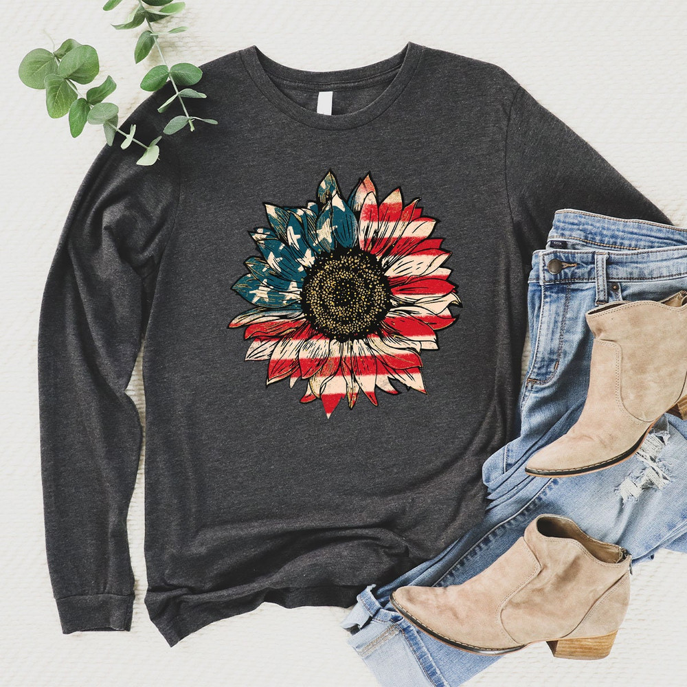 America Flag Sunflower Sweatshirt, US Flag Sunflower Hoodie, 4th Of July Sunflower US Flag Sweatshirt, Independence Day Long Sleeve Shirts - 6.jpg