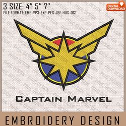 Captain Marvel Embroidery Files, Marvel Comics, Movie Inspired Embroidery Design, Machine Embroidery Design