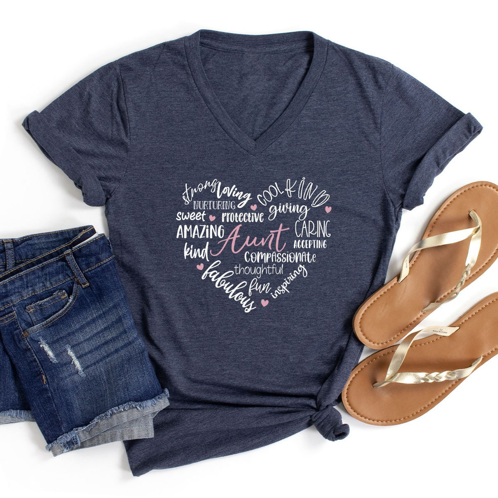 Auntie V-neck Shirt, Aunt Life Shirt, Mother's Day Aunt Shirt, Gift For Auntie, Aunt Shirt, Best Aunt Ever Shirt, Birthday Gift Aunt - 4.jpg