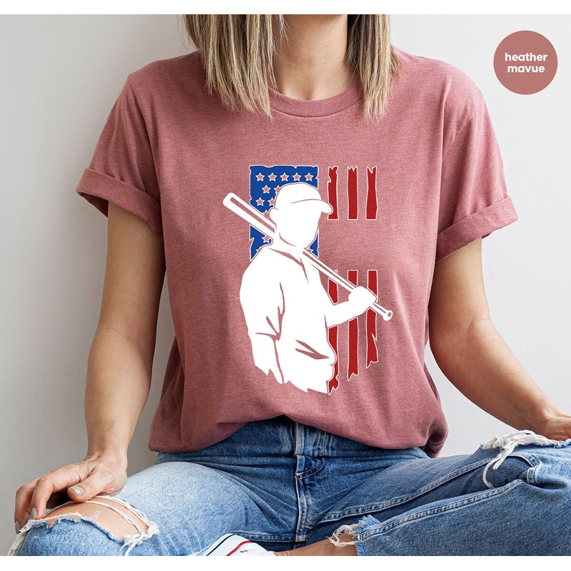 Baseball Shirts, USA Flag Graphic Tees, Trendy Sports Outfit, Cool Baseball Player TShirt, Baseball Dad Clothing, Birthday Gift for American - 5.jpg