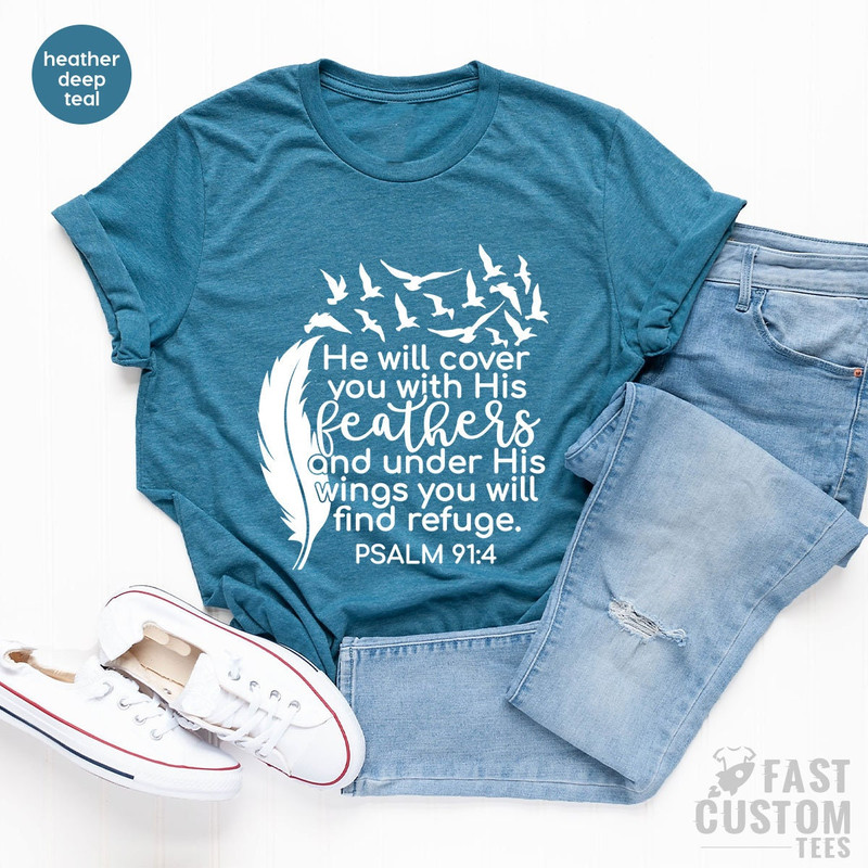 Bible Verse Shirt, Christian Shirts, Bible Shirt, Psalm 91, Christian Gifts, Pray Shirt, Religious Shirt, Faith Shirt, Shirts for Women - 2.jpg
