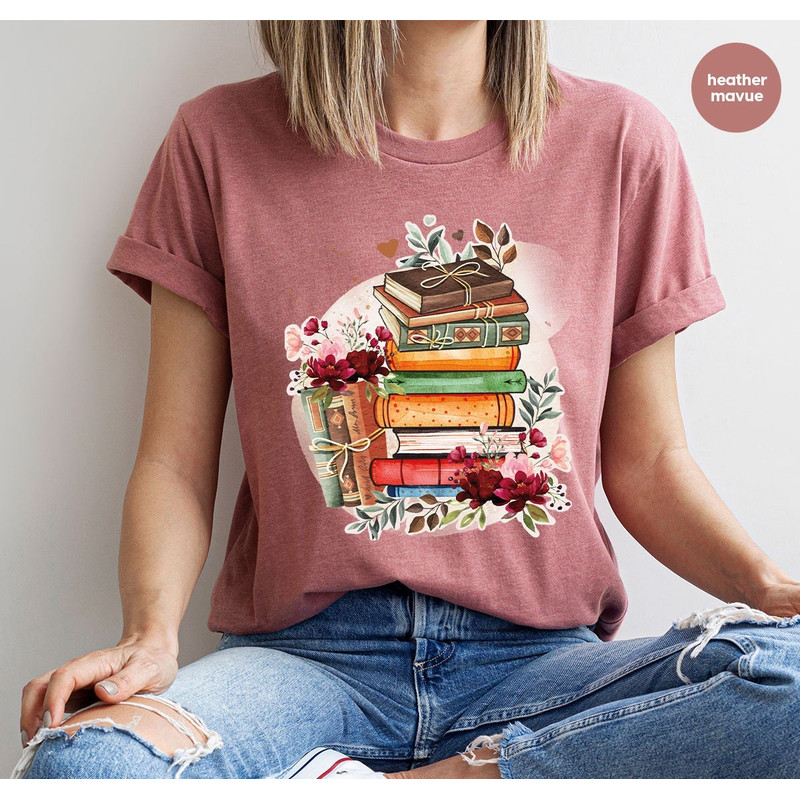 Books and Flowers Tshirt, Librarian Tshirts, Reading Gifts for Bookworm, Retro Books Shirt, Wild Flower Shirts, Floral Books Shirt - 1.jpg