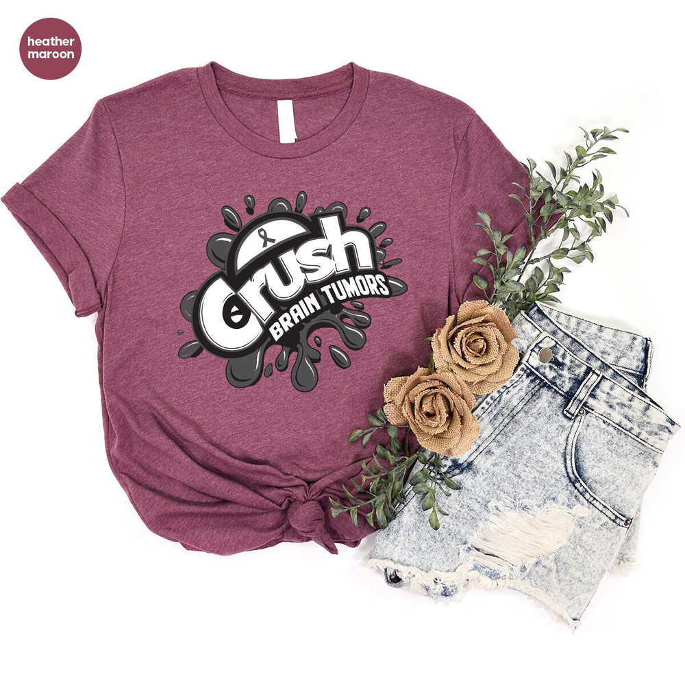 Brain Tumor Graphic Tees, Brain Tumor Awareness Shirts, Cancer Survivor Gifts, Awareness Month Clothing, Brain Tumor Warrior VNeck TShirt - 4.jpg