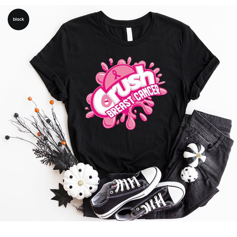Breast Cancer Gift, Cancer Support T-Shirt, Cancer Ribbon Graphic Tees, Cancer Warrior Shirt, Awareness Month Clothing, Gift for Her - 1.jpg