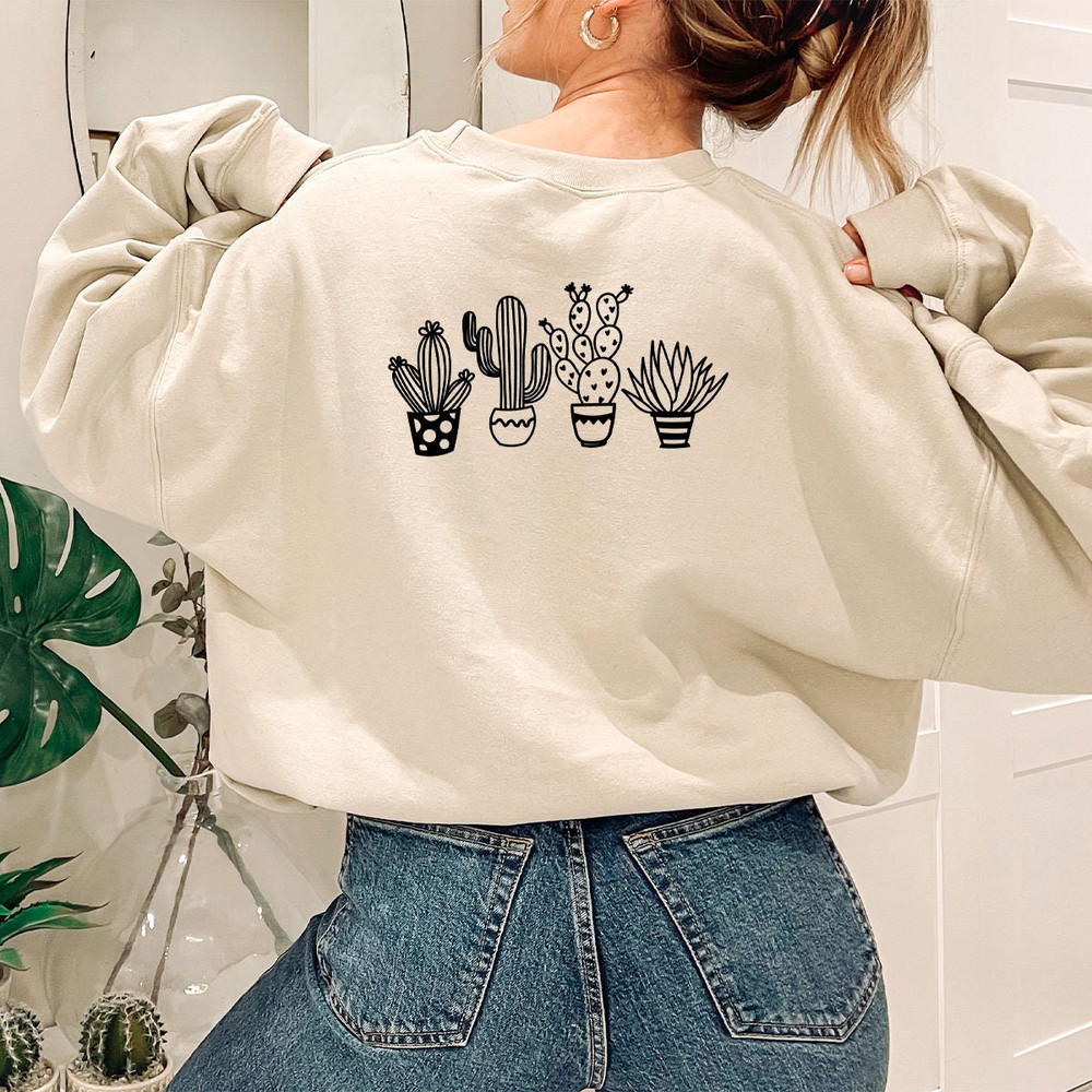 Cactus Plants Sweatshirt, Botanical Sweatshirt, Cactus Sweatshirt, Cute Cactus Sweatshirt, Plant Lover Shirt, Cactus Lover Women Sweatshirt - 4.jpg