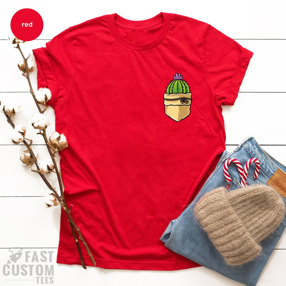 Cactus Pocket Shirt, Minimalist cactus Shirts, Succulent T-Shirt, Cute Cactus T-Shirt, Plant T-Shirt, Botanical Shirt - 5.jpg