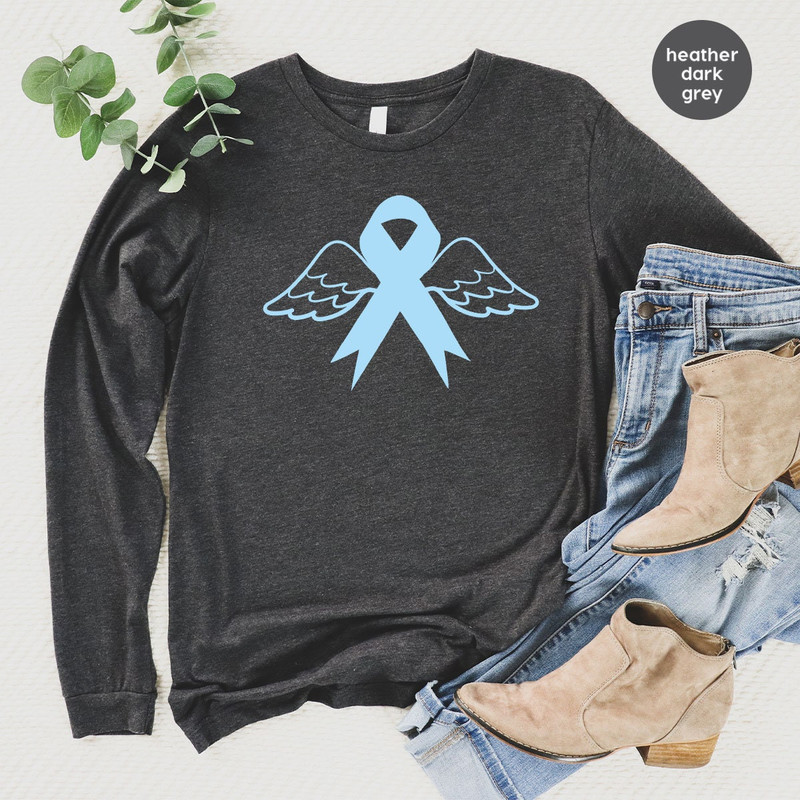 Cancer Awareness Hoodies and Sweaters, Colon Cancer Sweatshirt, Cancer Survivor Long Sleeve Shirt, Blue Ribbon, Awareness Gift, Gift for Her - 2.jpg