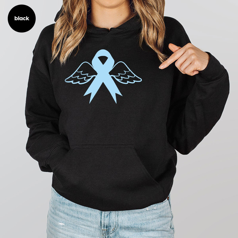 Cancer Awareness Hoodies and Sweaters, Colon Cancer Sweatshirt, Cancer Survivor Long Sleeve Shirt, Blue Ribbon, Awareness Gift, Gift for Her - 7.jpg