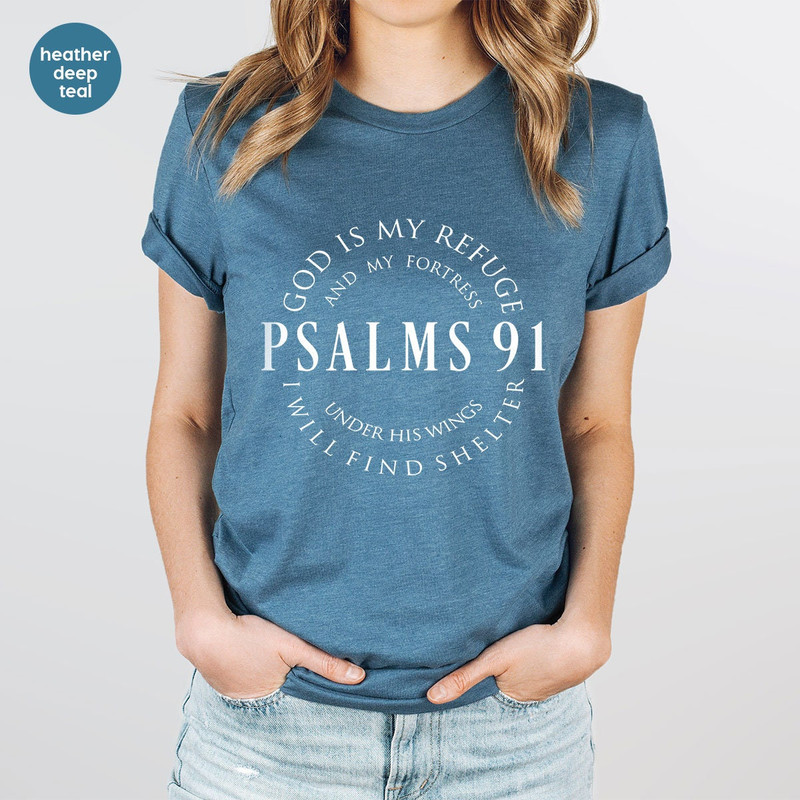 Christian T Shirt, Blessed Shirt, Religious Shirt, Hymn T-Shirt,  Christ Jesus Shirt, Jesus Love Tee, Psalms 91 T Shirt - 3.jpg
