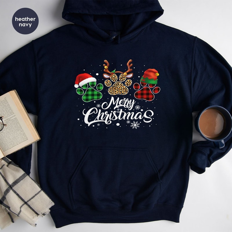 Christmas Long Sleeve Shirt Gifts for Dog Mom, Winter Holiday Sweatshirts for Cat Mom, Cute Merry Christmas Paw Print Hoodies for Pet Owners - 5.jpg