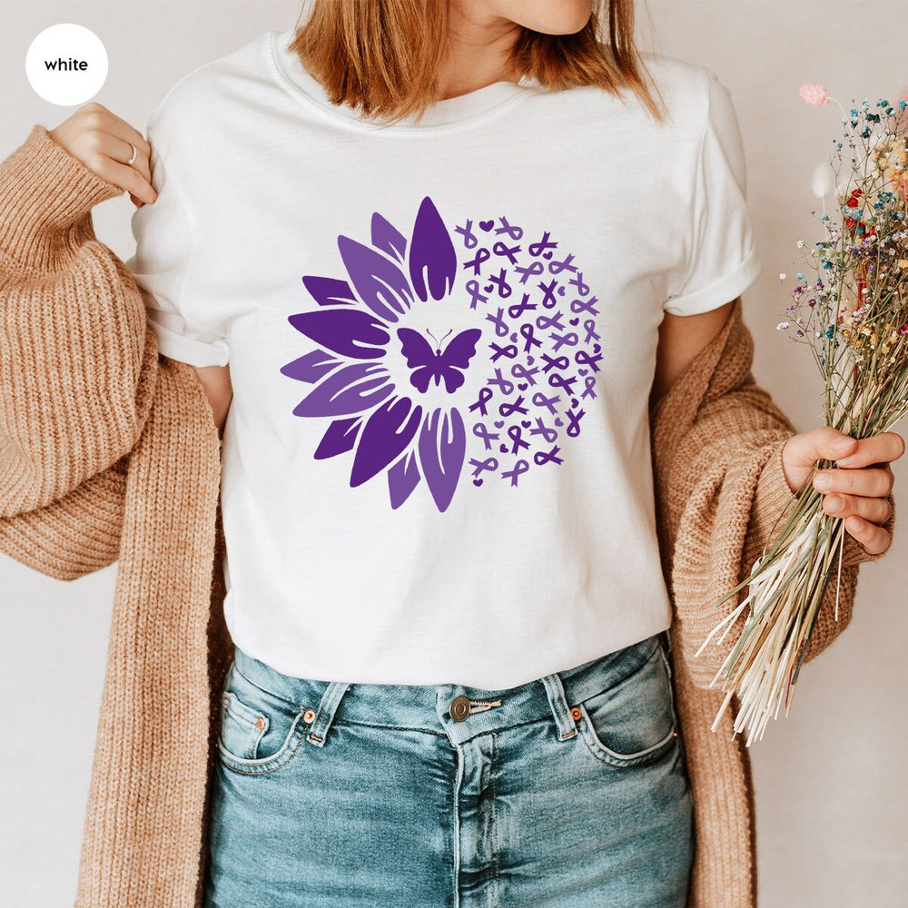 Crohns Disease Sunflower T-Shirt, Crohns Disease Survivor Gift, Crohns Disease Awareness Month, Butterfly Graphic Tees, Invisible Illness - 2.jpg