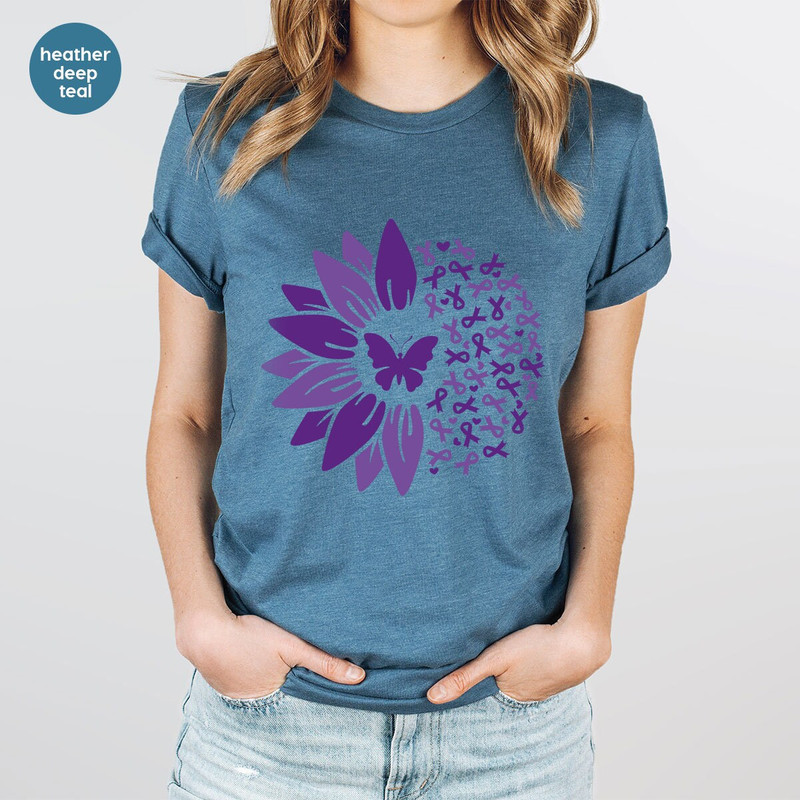 Crohns Disease Sunflower T-Shirt, Crohns Disease Survivor Gift, Crohns Disease Awareness Month, Butterfly Graphic Tees, Invisible Illness - 3.jpg