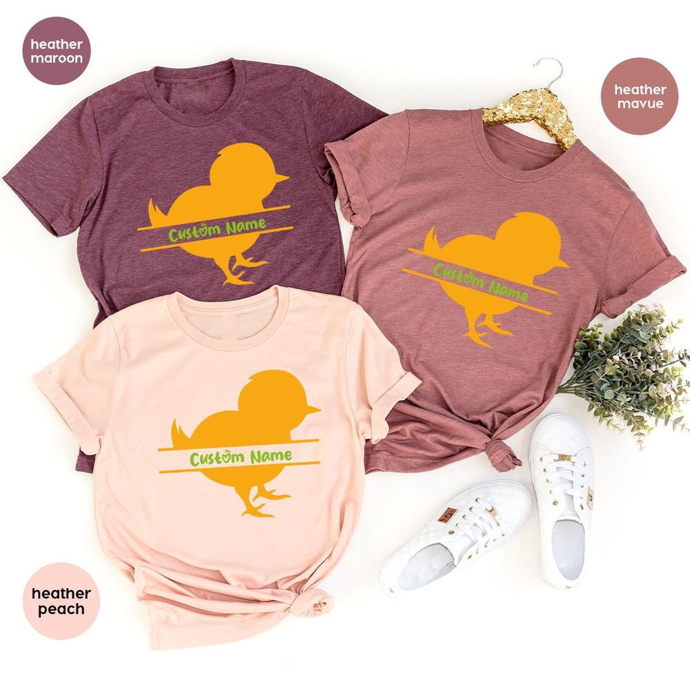 Custom Kids Easter TShirts, Customized Easter Sweatshirt, Personalized Gift, Easter Chick Clothes, Cute Chick Graphic Tees, Gift for Kids - 3.jpg