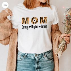 custom shirts for mom, customizable birthday gifts for mom, leopard print mother daughter crewneck shirts, mothers day g