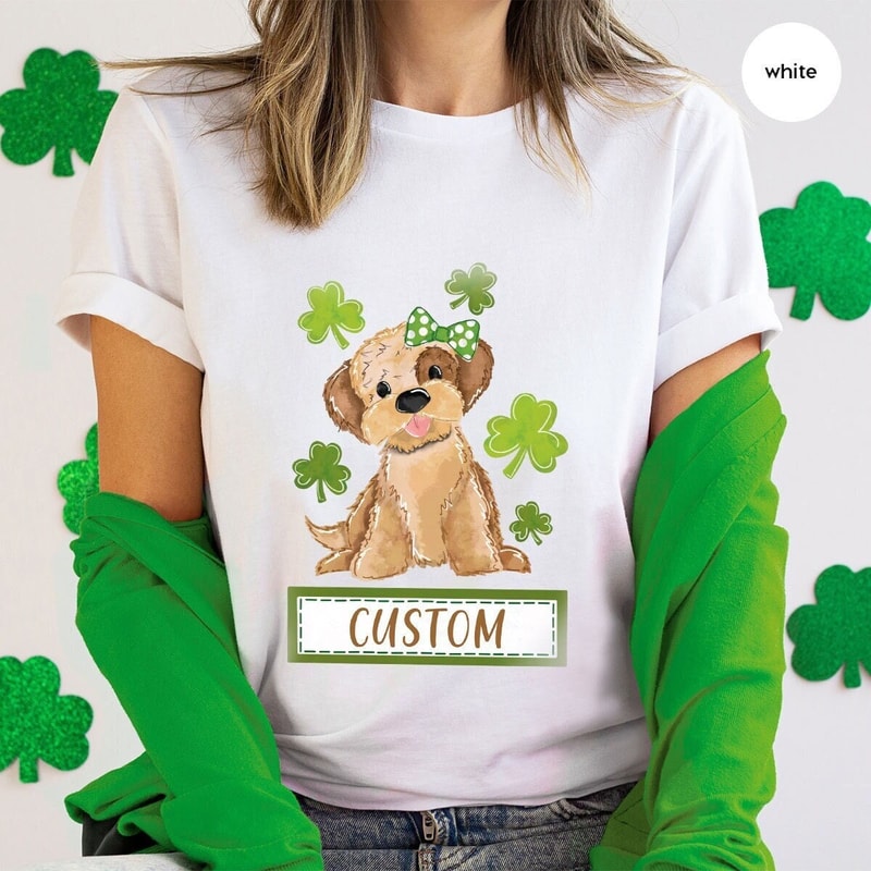 Customized St Patricks Day Shirt, Cute Shirt, Personalized Irish T-Shirt, Four Leaf Clover Shirt, Gift for Her, Graphic Tees, Shamrock Shirt - 1.jpg