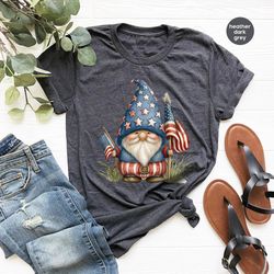 cute 4th of july shirt, american gnome graphic tees, independence day outfit, american flag shirt, usa toddler t shirts,