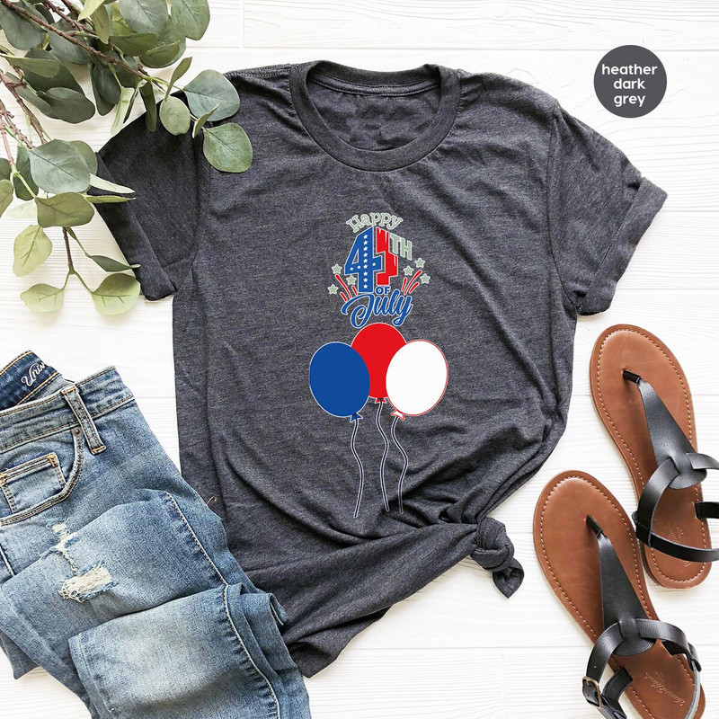 Cute 4th of July Shirts, Patriotic T-Shirt, USA Toddler Outfit, Balloons Graphic Tees, American Vneck Tshirts, Independence Day Outfit - 2.jpg