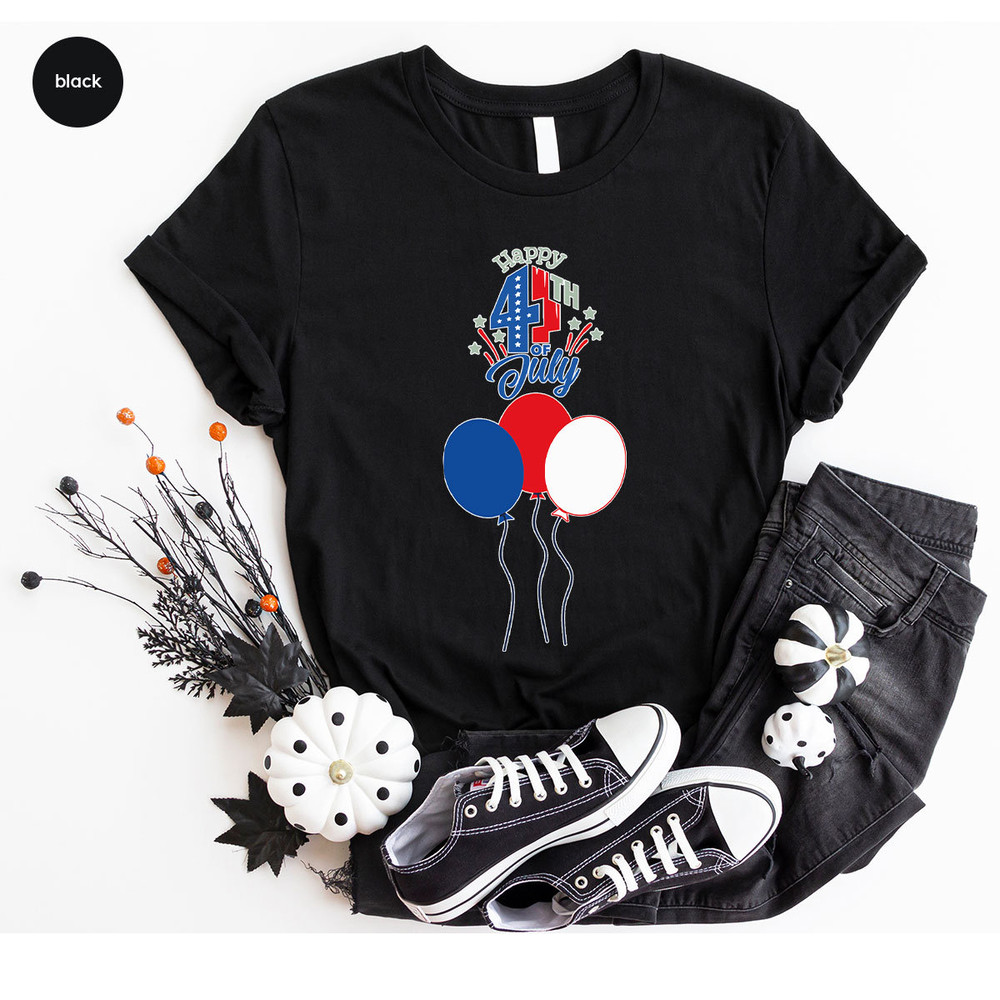 Cute 4th of July Shirts, Patriotic T-Shirt, USA Toddler Outfit, Balloons Graphic Tees, American Vneck Tshirts, Independence Day Outfit - 3.jpg