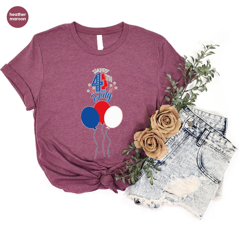 Cute 4th of July Shirts, Patriotic T-Shirt, USA Toddler Outfit, Balloons Graphic Tees, American Vneck Tshirts, Independence Day Outfit - 6.jpg