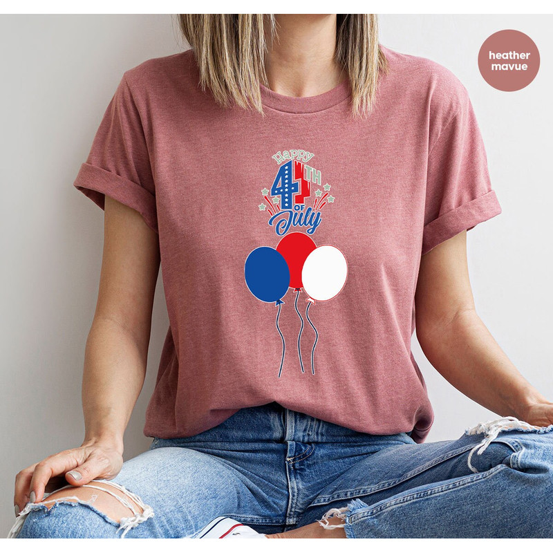Cute 4th of July Shirts, Patriotic T-Shirt, USA Toddler Outfit, Balloons Graphic Tees, American Vneck Tshirts, Independence Day Outfit - 7.jpg