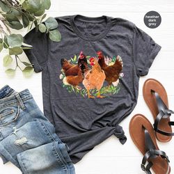 cute chicken shirt, farmer gifts, country shirts, funny animal t-shirt, floral farm clothing, chickens graphic tees, wom