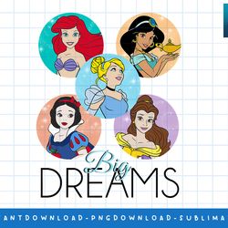 disney princess big dreams sparkle character bubbles png, sublimate, digital print