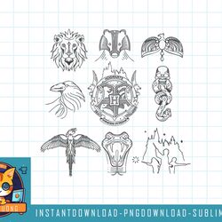 harry potter line art icons png, sublimate, digital download