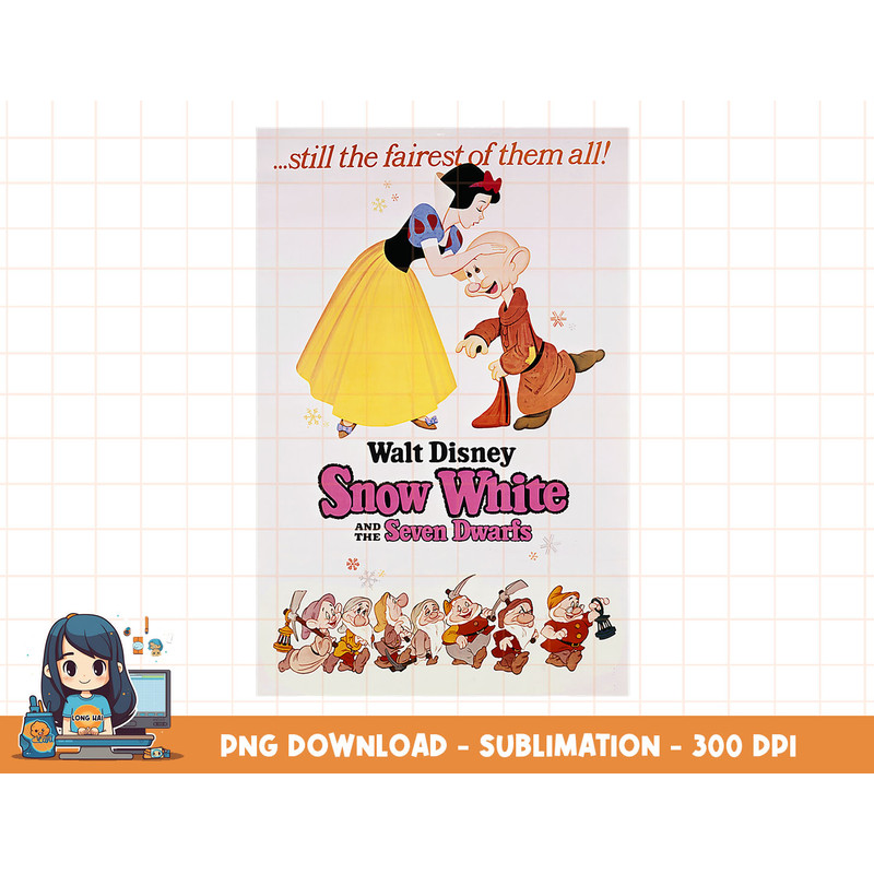Disney Snow White Kissing Dopey Classic Movie Poster png, sublimation, digital print.jpg