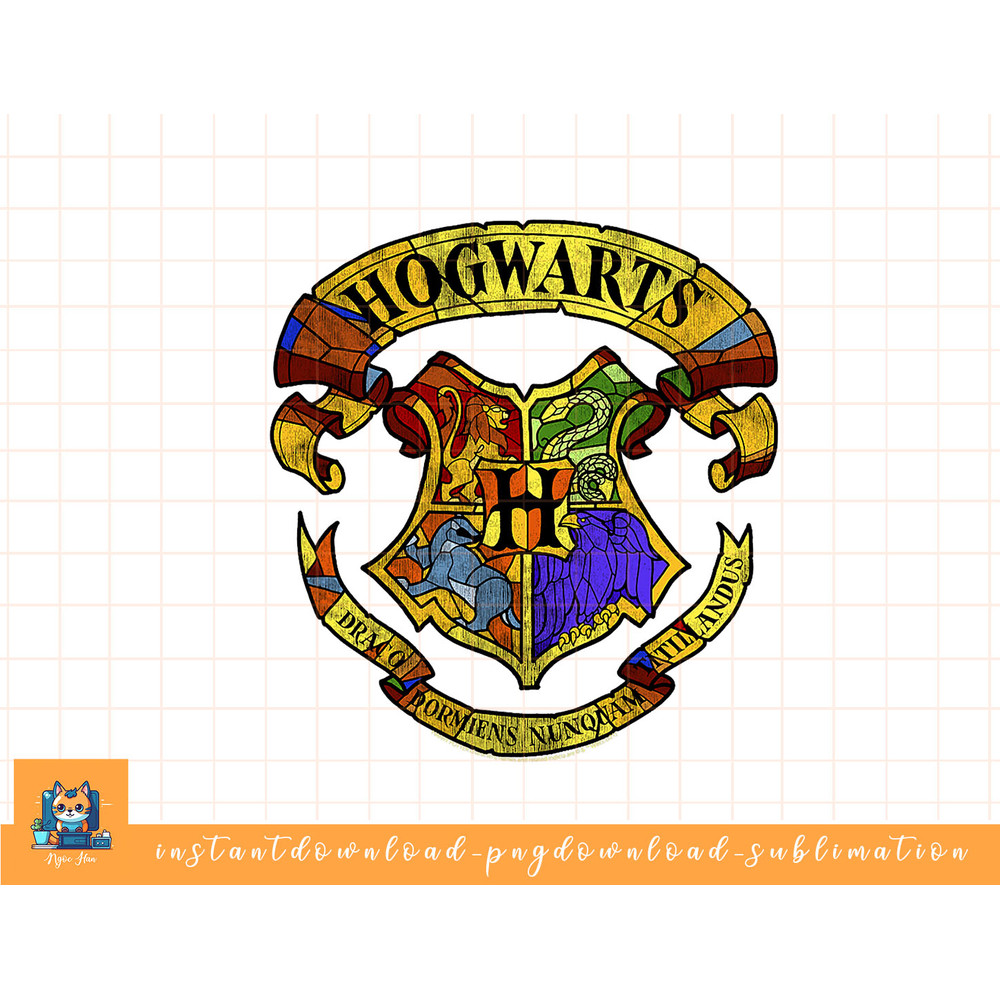 Harry Potter Hogwarts Stained Glass Crest png, sublimate, digital download.jpg