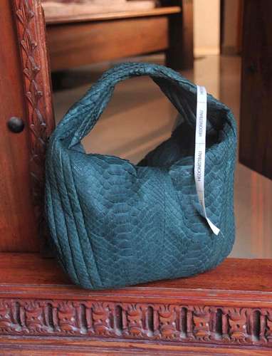 Medium Soft Hobo Classy Sport Woman Stitched Bag | Purse Genuine Python Skin | Dewi Green Big Elegant Leather Designer S