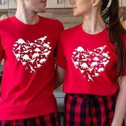dinosaur heart valentines day shirt, valentine gifts, valentines day crewneck sweatshirt, valentine heart, matching coup