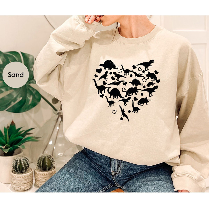 Dinosaur Heart Valentines Day Hoodie, Valentine Gifts, Valentines Day Sweatshirt, Valentine Long Sleeve Shirt, Matching Couple, Gift for Her - 2.jpg