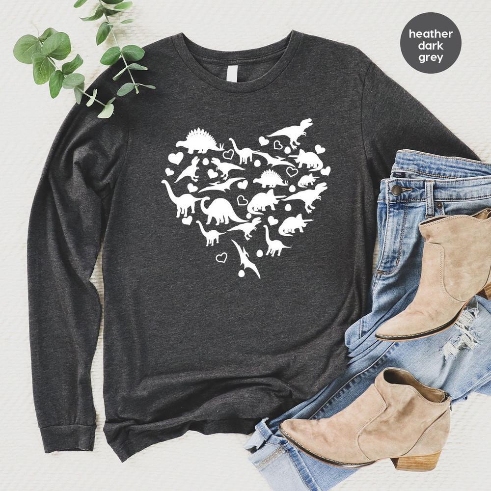 Dinosaur Heart Valentines Day Hoodie, Valentine Gifts, Valentines Day Sweatshirt, Valentine Long Sleeve Shirt, Matching Couple, Gift for Her - 3.jpg