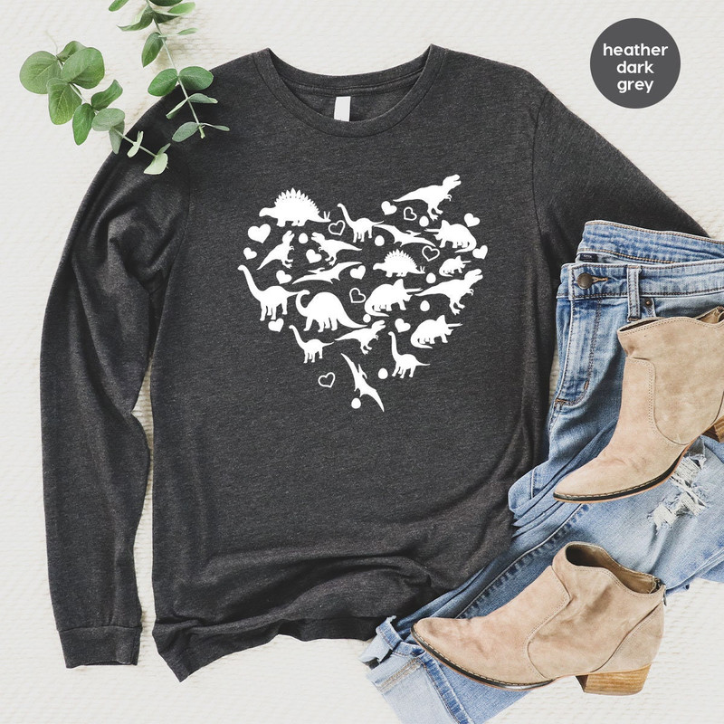 Dinosaur Heart Valentines Day Hoodie, Valentine Gifts, Valentines Day Sweatshirt, Valentine Long Sleeve Shirt, Matching Couple, Gift for Her - 3.jpg