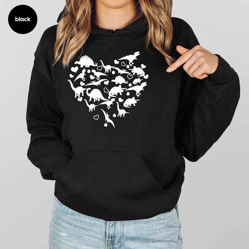Dinosaur Heart Valentines Day Hoodie, Valentine Gifts, Valentines Day Sweatshirt, Valentine Long Sleeve Shirt, Matching Couple, Gift for Her - 5.jpg