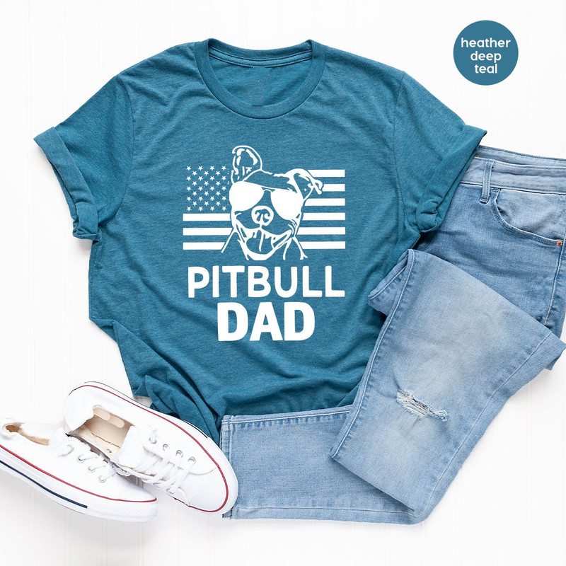 Dog Dad T Shirt, Dog Father Shirt, American Flags Pitbull Shirt, Pitbull Dad Shirt, Dog Lover T Shirt, Dog Owner Gift, Mens Pitbull Shirt - 6.jpg