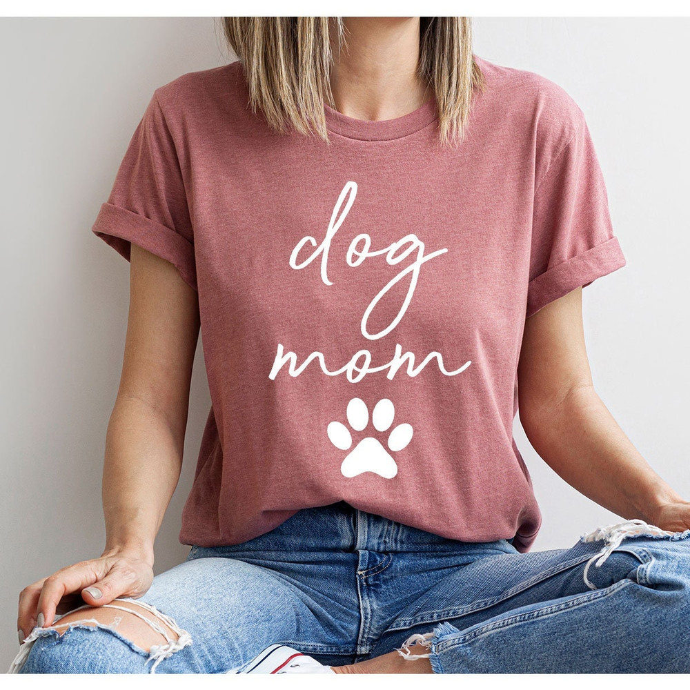 Dog Mom Paw Print Graphic Tees, Cute Paw Shirts for Dog Mom, Dog Paw Shirts for Women, Gifts for Dog Mom, Dog Mom Cotton Crewneck Sweatshirt - 1.jpg