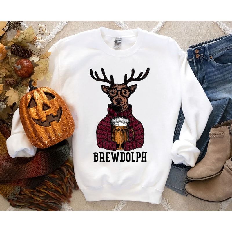 Drinking Brewdolph Christmas Party Tshirts for Family, Christmas Brewdolph Reindeer Unisex Shirts for Xmas Gifts, Winter Holiday Deer Shirt - 6.jpg