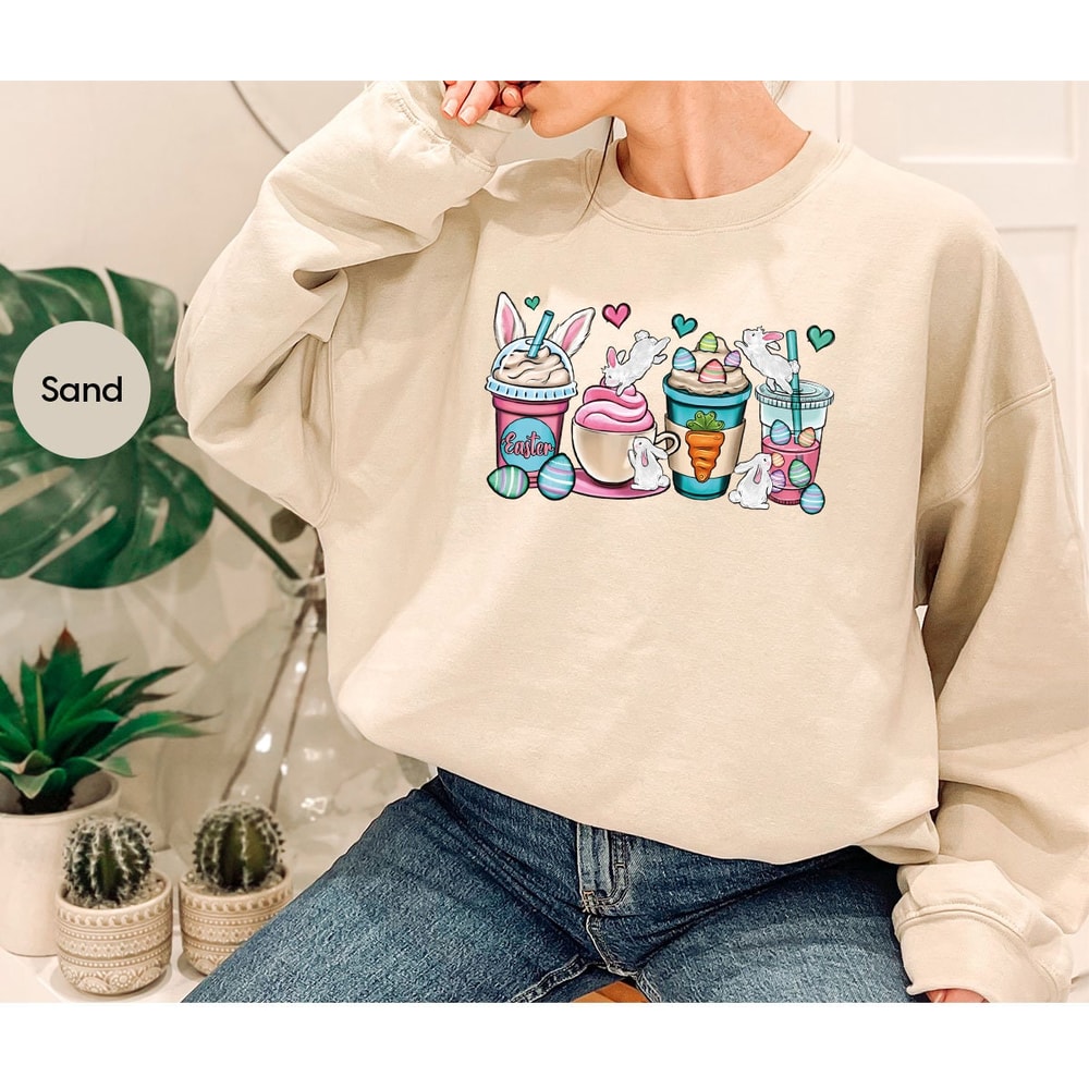 Easter Latte T-Shirt, Cute Easter Graphic Tees, Easter Bunny Shirt, Kids Easter Shirt, Easter Eggs Gifts, Gifts for Her, Gifts for Him - 7.jpg